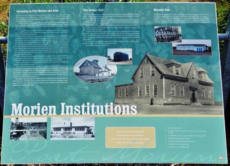 Morien Institutions Marker image. Click for full size.