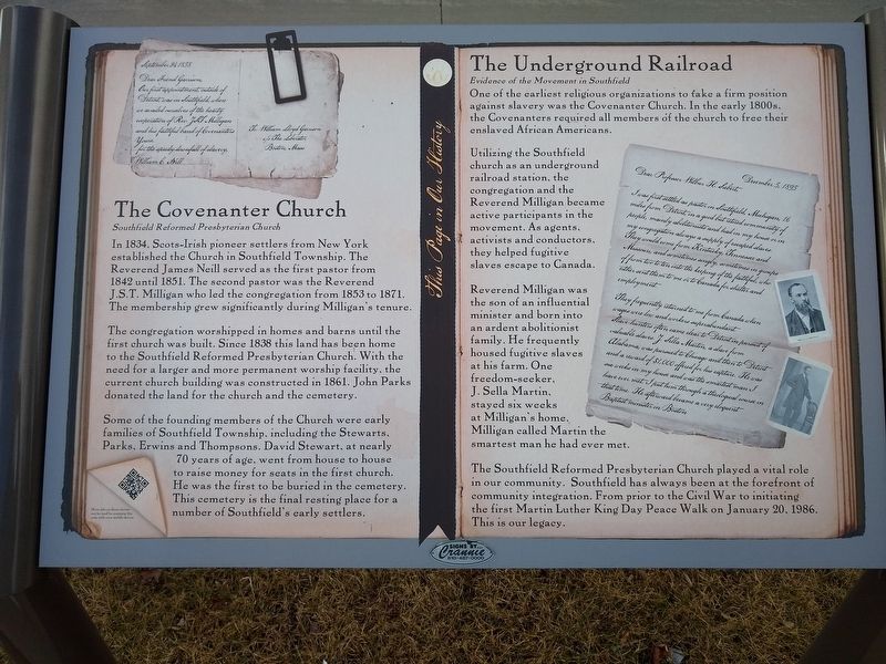 The Covenanter Church / The Underground Railroad Marker image. Click for full size.