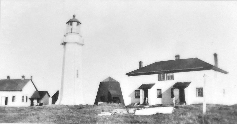 Marker detail: View of the buildings including the Foghorn Building, first built in 1909 image. Click for full size.