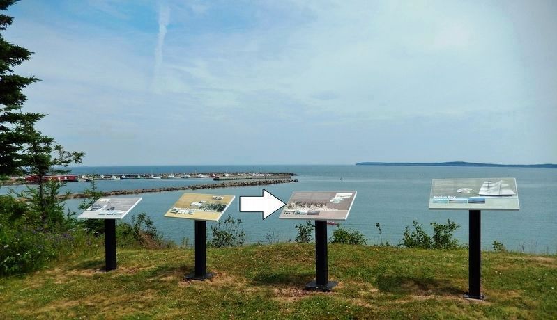 The Fishery in Port Morien Marker<br>(<i>3rd from left of 4 markers overlooking Morien Bay</i>) image. Click for full size.