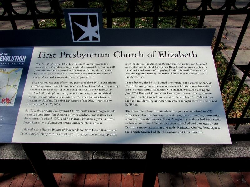 First Presbyterian Church of Elizabeth Marker image. Click for full size.