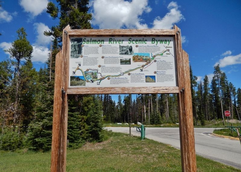 Salmon River Scenic Byway Marker (<i>wide view</i>) image. Click for full size.