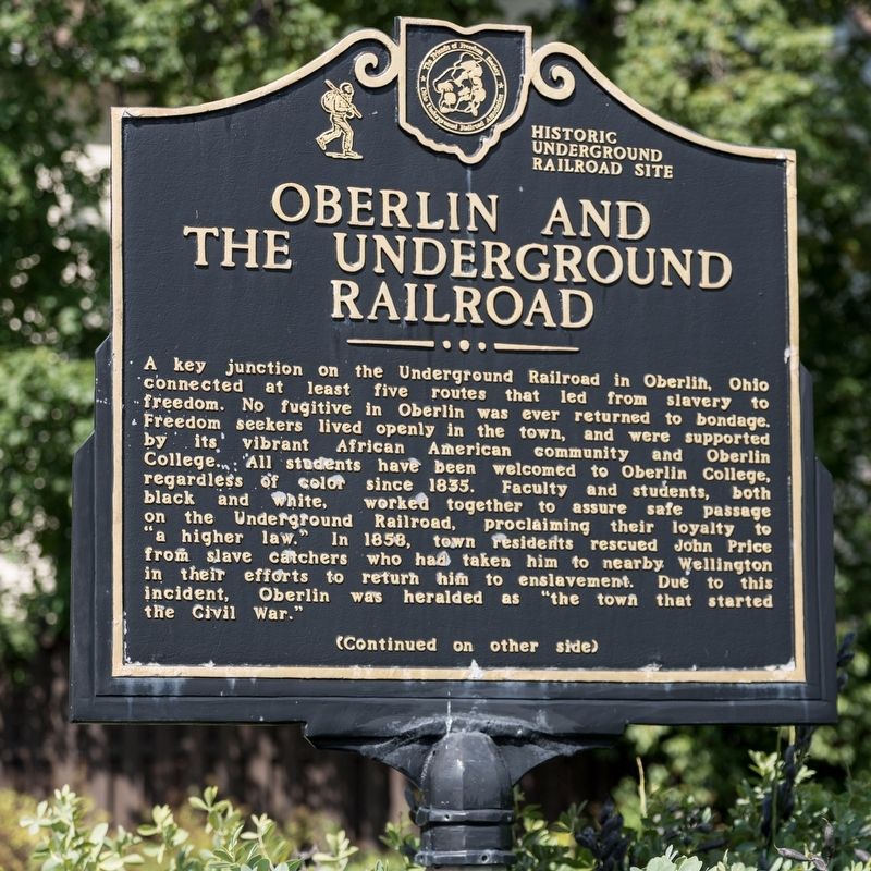 Oberlin and the Underground Railroad Marker, side one image. Click for full size.