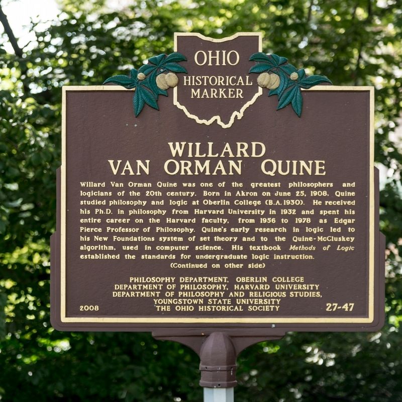 Willard Van Orman Quine Marker, side one image. Click for full size.