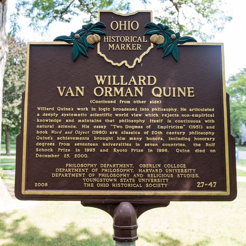 Willard Van Orman Quine Marker, side two image. Click for full size.