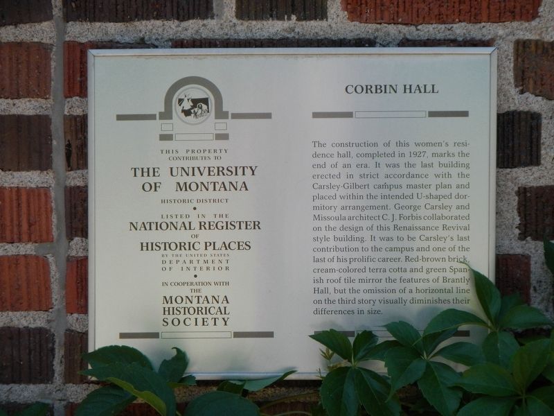 Corbin Hall Marker image. Click for full size.