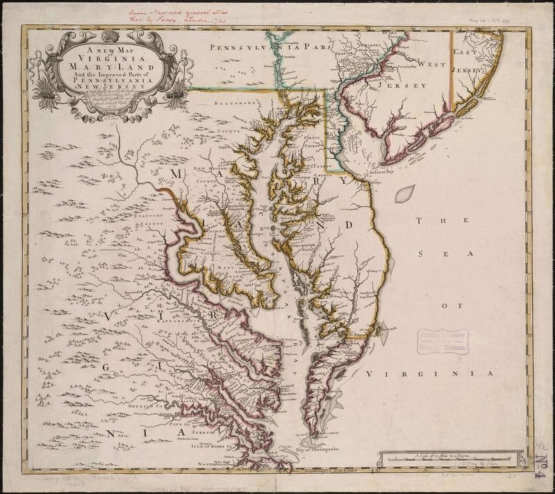 A New Map of Virginia and Maryland image. Click for full size.