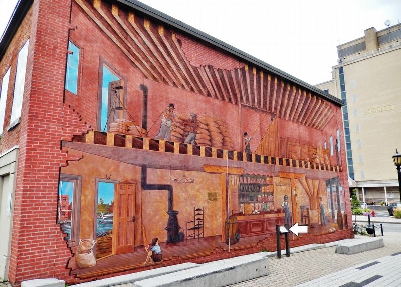 Double Enders Marker<br>(<i>wide view from Erie Boulevard East � mural in background</i>) image. Click for full size.