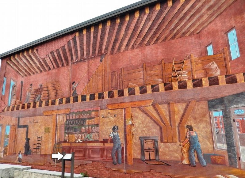 Double Enders Marker<br>(<i>wide view from East Water Street &bull; mural in background</i>) image. Click for full size.