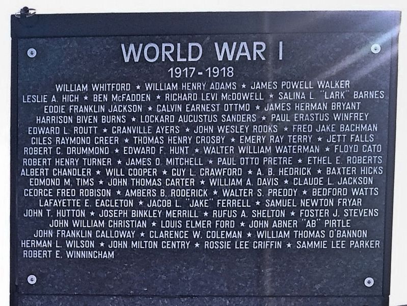 Nearby World War I panel of names on Ring of Honor. image. Click for full size.