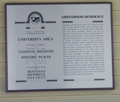 Greenhood Residence Marker image. Click for full size.