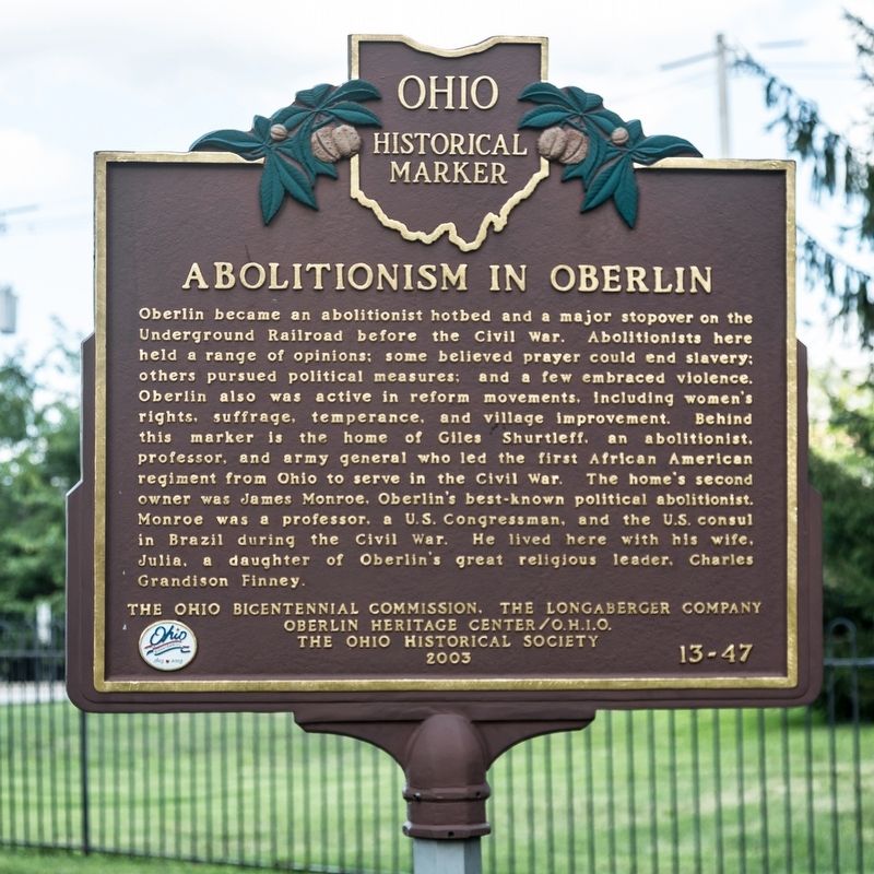 Abolitionism in Oberlin side of marker image. Click for full size.
