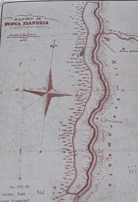 Marker inset: map of Nueva Flandria land grant image. Click for full size.