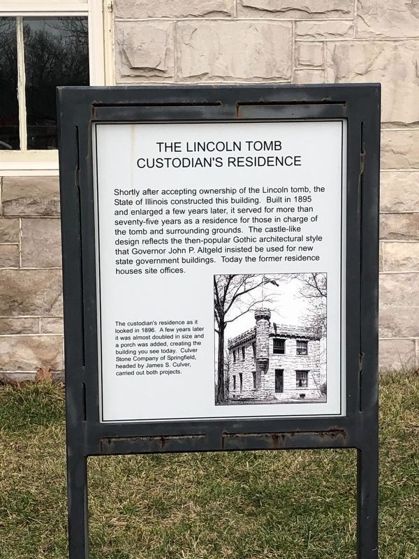 The Lincoln Tomb Custodian's Residence Marker. Click for full size. The Lincoln Tomb Custodian's Residence Marker image. Click for full size.