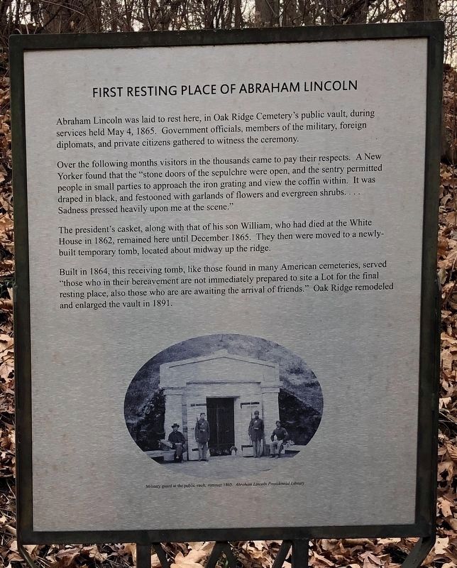 First Resting Place of Abraham Lincoln Marker image. Click for full size.