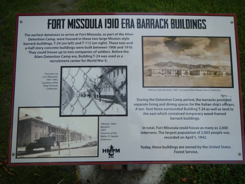 Fort Missoula 1910 Era Barrack Buildings Marker image. Click for full size.