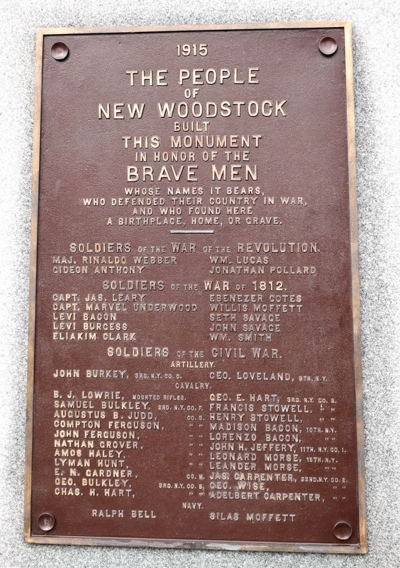 Closeup of New Woodstock War Memorial (Front Side) image. Click for full size.