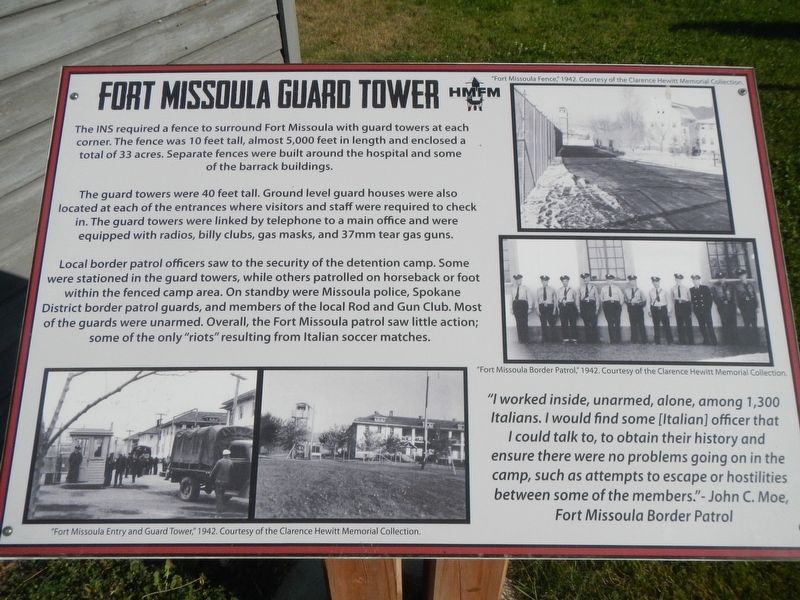Fort Missoula Guard Tower Marker image. Click for full size.