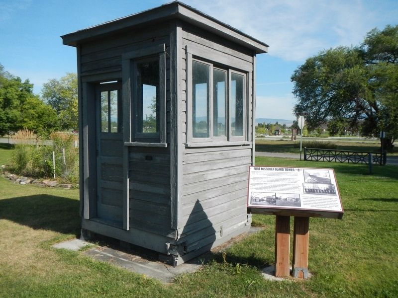 Fort Missoula Guard Tower and Marker image. Click for full size.