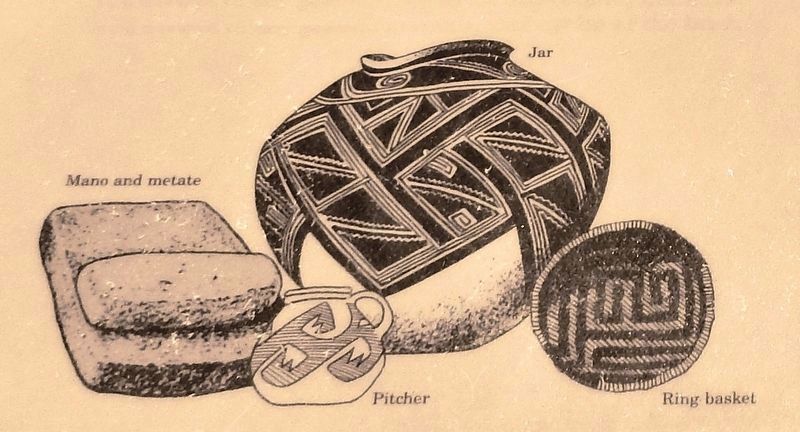 Marker detail: Mano & metate, Jar, Pitcher, Ring basket image. Click for full size.