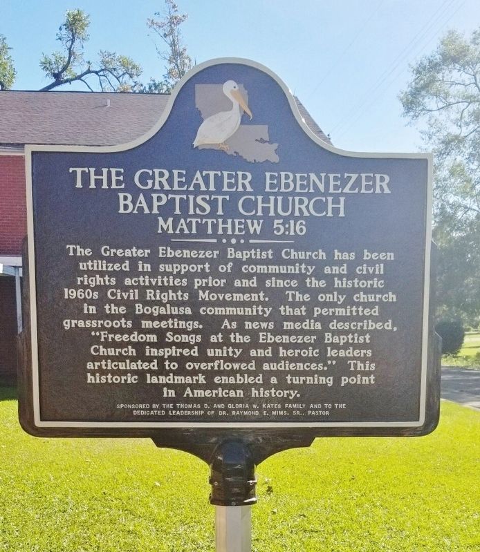 The Greater Ebenezer Baptist Church Marker image. Click for full size.