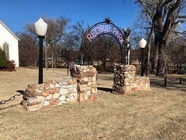 Redbud Park - the marker is on the other side of the creek. Click for full size. Redbud Park - the marker is on the other side of the creek image. Click for full size.