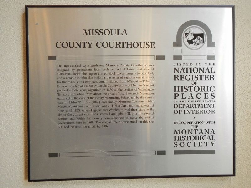 Missoula County Courthouse Marker image. Click for full size.