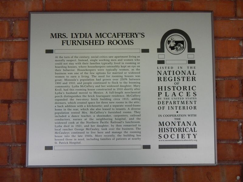 Mrs. Lydia McCaffery's Furnished Rooms Marker image. Click for full size.