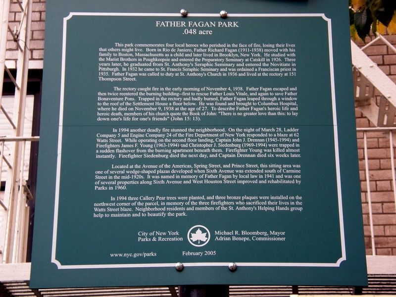 Father Fagan Park Marker image. Click for full size.