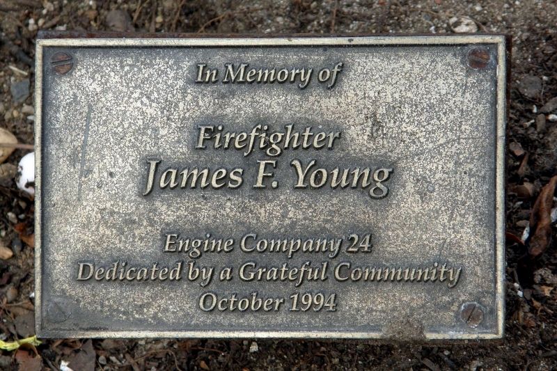 Firefighter James Young memorial plaque image. Click for full size.