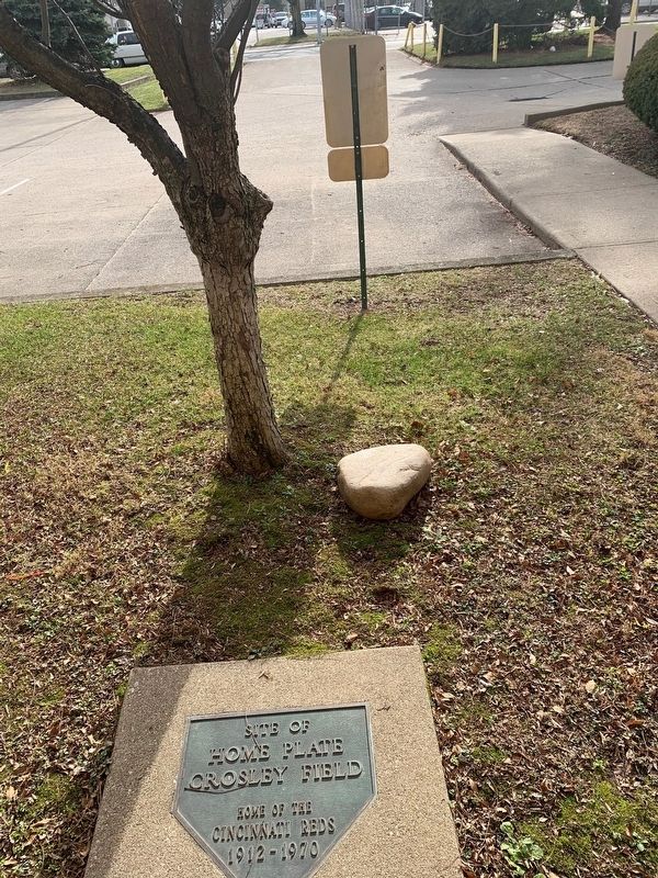 Site of Home Plate Crosley Field Marker. Click for full size. Site of Home Plate Crosley Field Marker image. Click for full size.