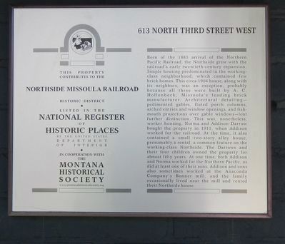 613 North Third Street West Marker image. Click for full size.