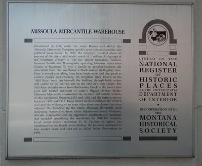 Missoula Mercantile Warehouse Marker image. Click for full size.