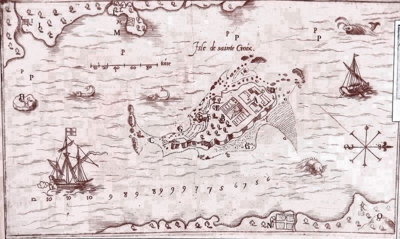 Champlains sketch of Saint Croix Island /<br>Dessin de lle Saint-Croix excut par Champlain image. Click for full size.