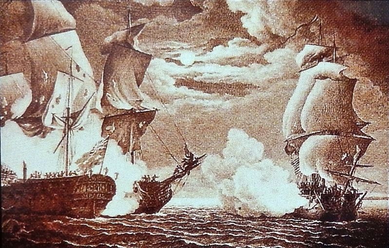 Marker detail: Saint Croix Island during the War of 1812 image. Click for full size.
