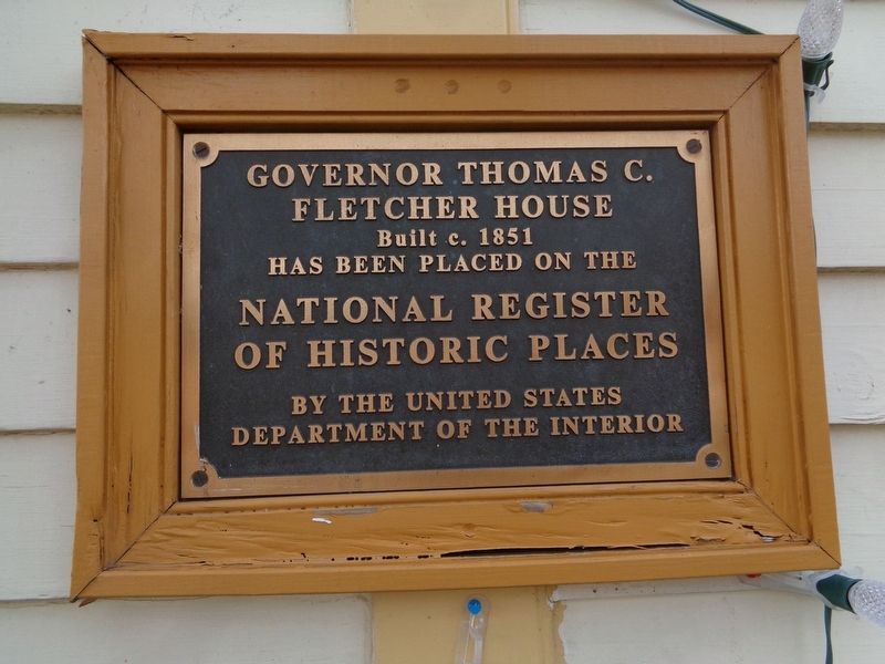 Governor Thomas C. Fletcher House Marker image. Click for full size.