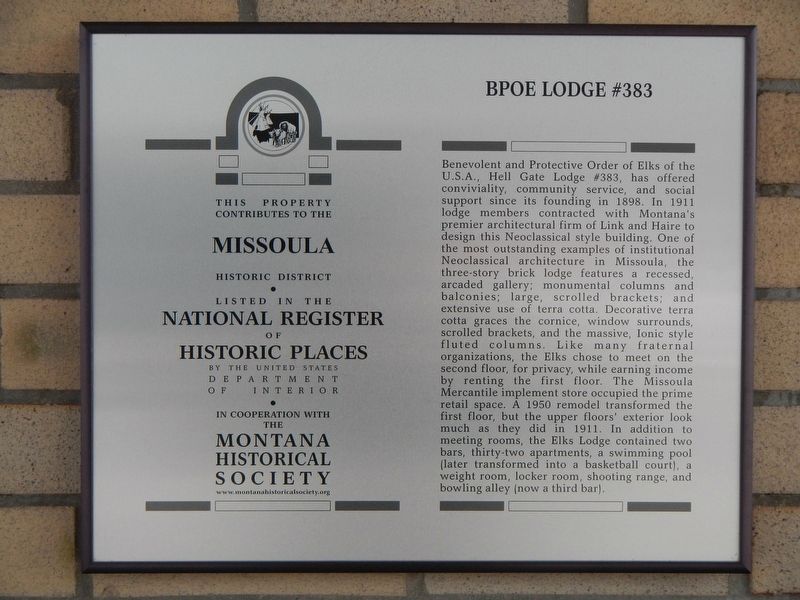 BPOE Lodge #383 Marker image. Click for full size.
