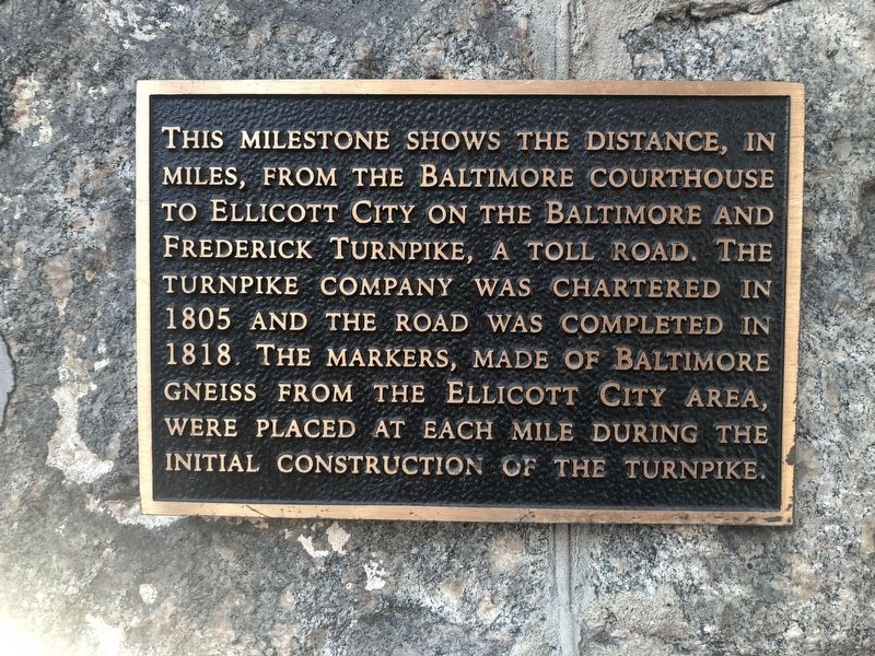 Baltimore and Frederick Turnpike Milestone Marker image. Click for full size.