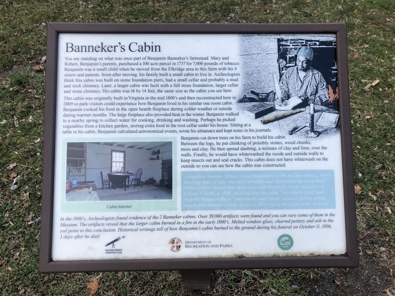 Banneker's Cabin Marker. Click for full size. Banneker's Cabin Marker image. Click for full size.