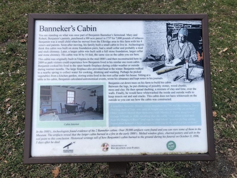 Banneker's Cabin Marker image. Click for full size.