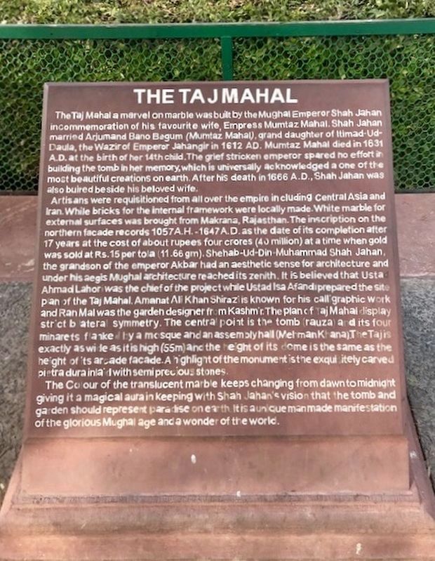 Taj Mahal Marker. Click for full size. Taj Mahal Marker image. Click for full size.