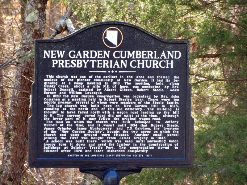 Old New Garden Cemetery / New Garden Cumberland Presbyterian Church Marker image. Click for full size.