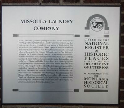 Missoula Laundry Company Marker image. Click for full size.