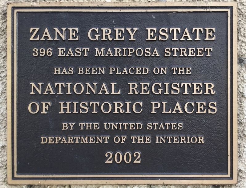 Zane Grey Estate Marker image. Click for full size.