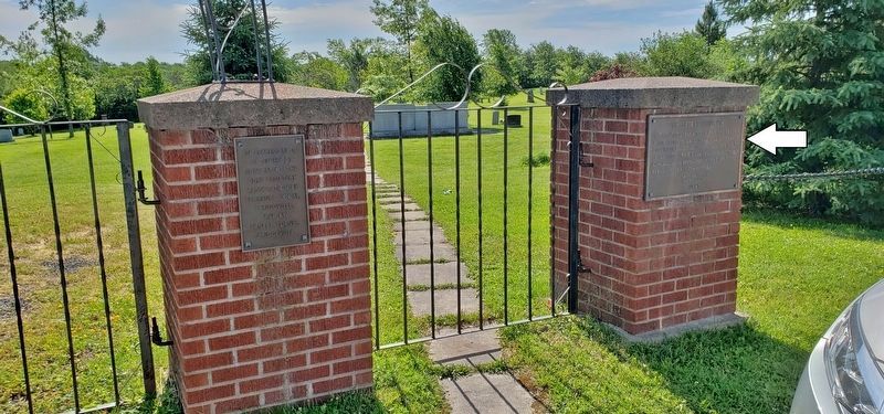 The First Church Marker <i>wide view<br>(marker is mounted on right side of gate)</i>. Click for full size. The First Church Marker <i>wide view<br>(marker is mounted on right side of gate)</i> image. Click for full size.