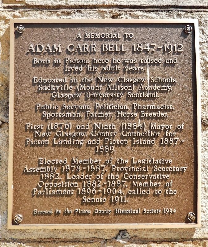 A Memorial to Adam Carr Bell 1847-1912 Marker image. Click for full size.