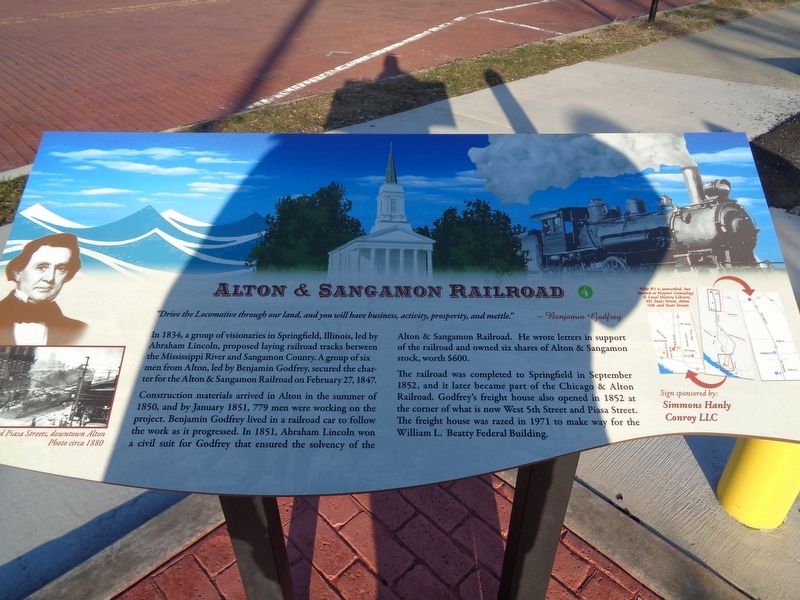 Alton & Sangamon Railroad Marker image. Click for full size.