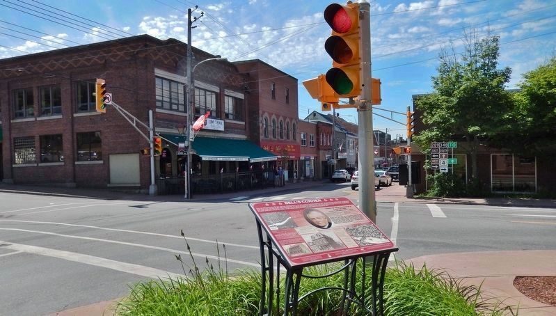 Bell's Corner Marker (<i>looking southeast across George Street/Provost Street intersection)</i> image. Click for full size.