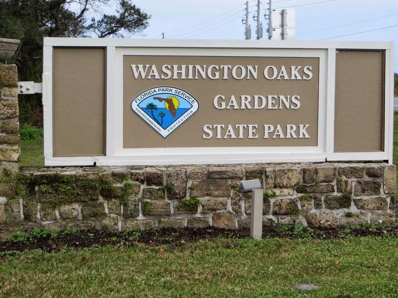 Washington Oaks Gardens State Park Sign. Click for full size. Washington Oaks Gardens State Park Sign image. Click for full size.