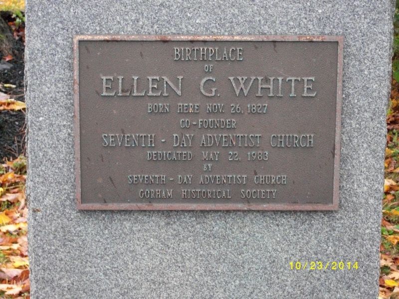 Birthplace of Ellen G. White Marker image. Click for full size.
